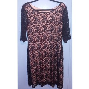 Plus Sz Women's Slip-On Mesh Pink lining Dress